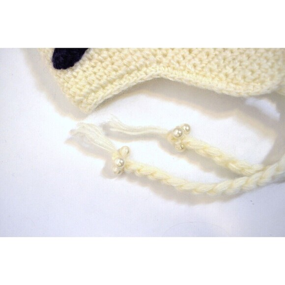 NWT Chaos Cream Knit Winter hat Ear Flaps Applique Flowers Boho Florette - Picture 3 of 4